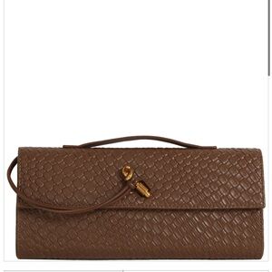 Elegant Brown Woven Clutch